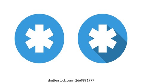 Asterisk shape icon with long shadow. Star keypad symbol