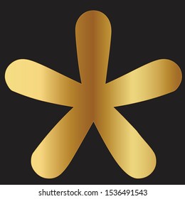 asterisk sign on a black background in a golden gradient