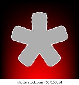 Asterisk star sign. Postage stamp or old photo style on red-black gradient background.