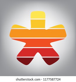 Asterisk star sign. Vector. Horizontally sliced icon with colors from sunny gradient in gray background.