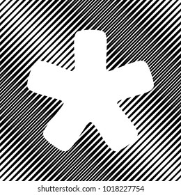 Asterisk star sign. Vector. Icon. Hole in moire background.