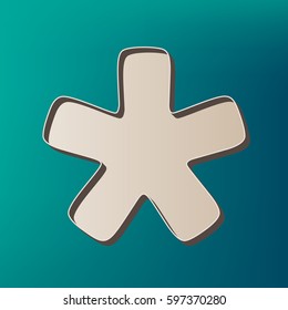 Asterisk star sign. Vector. Icon printed at 3d on sea color background.