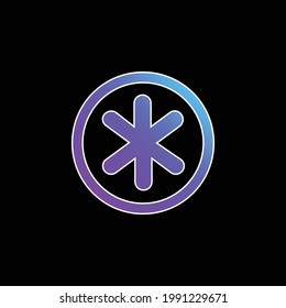 Asterisk Star Symbol In Circular Button blue gradient vector icon