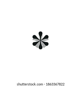 asterisk symbol in black with dotted texture, typewriter character, editable vector