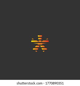 asterisk symbol, orange lines on dark gray background vector