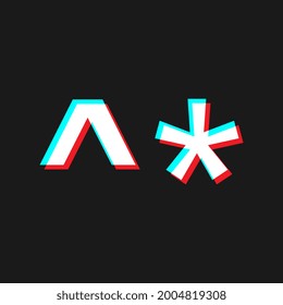 Asterisk symbol . Social media concept. Isolated on black background. 