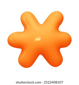 Símbolos de asterisco. Firma de color naranja suave. Diseño 3D realista en estilo globo de dibujos animados. Aislado sobre fondo blanco. Ilustración vectorial
