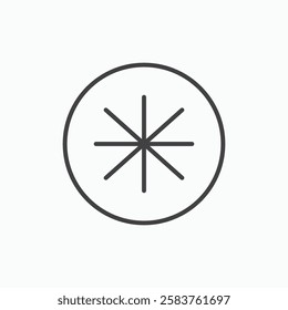 Asterisk vector icon isolated in black line