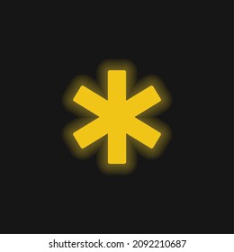 Asterisk yellow glowing neon icon