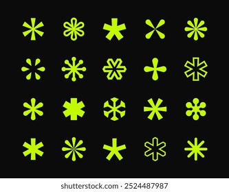 asterisks, geometric abstract shapes and icons, vector design