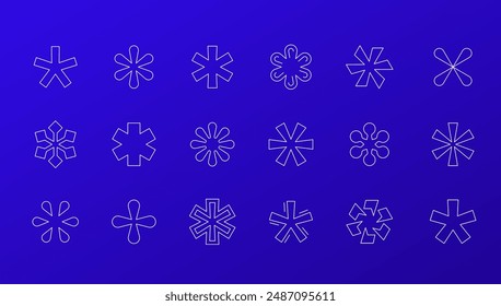 asterisks icons, geometric abstract shapes, linear vector design