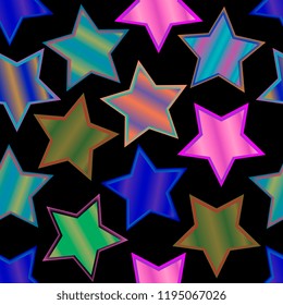 Asterisks. Multicolored stars. Seamless pattern of multi-colored stars. Seamless texture. Vector graphics