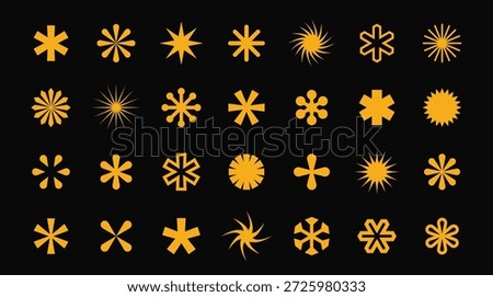 asterisks and stars, geometric abstract shapes, vector set