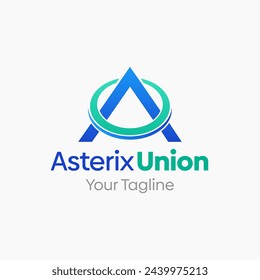 Asterix Union Logo Design Template:  Letter A Symbol. This modern alphabet-inspired logotype is perfect for Technology, Business, Organizations, Personal Branding, and more.