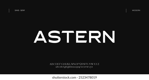 Astern Modern minimal abstract alphabet fonts. Typography technology, electronic, movie, digital, music, future, logo creative font.