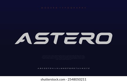 Astero, sport modern future italic alphabet font. typography urban style fonts for technology, digital, movie logo design italic style fonts