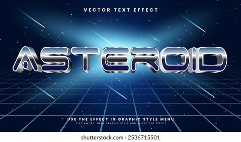 Asteroide 3D editable Plantilla de efectos de texto Adecuado para el espacio exterior tema de la galaxia