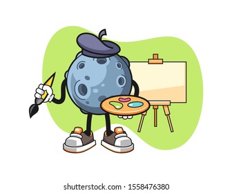 Asteroid artist cartoon. Mascot Character vector.