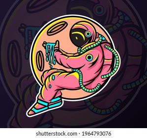 asteroid astronaut mascot logo design template, esport logo
