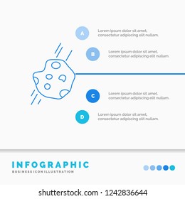 Asteroid, astronomy, meteor, space, comet Infographics Template for Website and Presentation. Line Blue icon infographic style vector illustration