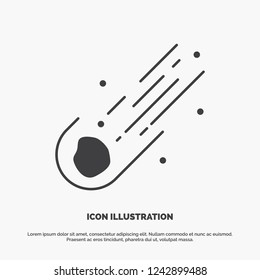 Asteroid, astronomy, meteor, space, comet Icon. glyph vector gray symbol for UI and UX, website or mobile application