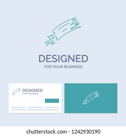 Asteroid, astronomy, meteor, space, comet Business Logo Line Icon Symbol for your business. Turquoise Business Cards with Brand logo template