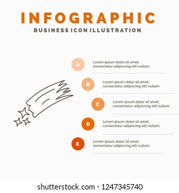 Asteroid, astronomy, meteor, space, comet Infographics Template for Website and Presentation. Line Gray icon with Orange infographic style vector illustration