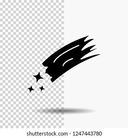 Asteroid, astronomy, meteor, space, comet Glyph Icon on Transparent Background. Black Icon