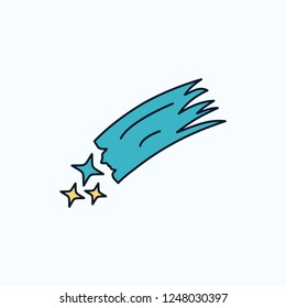 Asteroid, astronomy, meteor, space, comet Flat Icon. green and Yellow sign and symbols for website and Mobile appliation. vector illustration