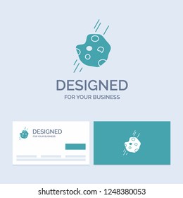 Asteroid, astronomy, meteor, space, comet Business Logo Glyph Icon Symbol for your business. Turquoise Business Cards with Brand logo template.