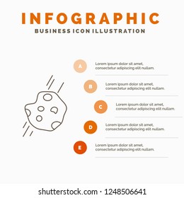 Asteroid, astronomy, meteor, space, comet Infographics Template for Website and Presentation. Line Gray icon with Orange infographic style vector illustration
