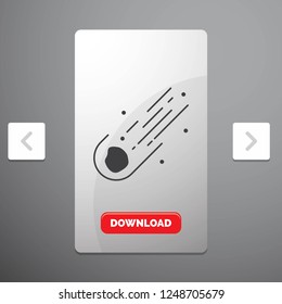 Asteroid, astronomy, meteor, space, comet Glyph Icon in Carousal Pagination Slider Design & Red Download Button