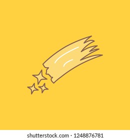 Asteroid, astronomy, meteor, space, comet Flat Line Filled Icon. Beautiful Logo button over yellow background for UI and UX, website or mobile application