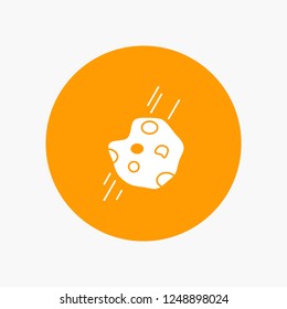Asteroid, astronomy, meteor, space, comet White Glyph Icon in Circle. Vector Button illustration