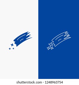 Asteroid, astronomy, meteor, space, comet Line and Glyph web Button in Blue color Vertical Banner for UI and UX, website or mobile application