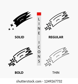 Asteroid, astronomy, meteor, space, comet Icon in Thin, Regular, Bold Line and Glyph Style. Vector illustration