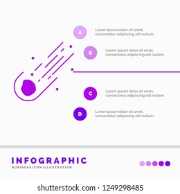 Asteroid, astronomy, meteor, space, comet Infographics Template for Website and Presentation. GLyph Purple icon infographic style vector illustration.