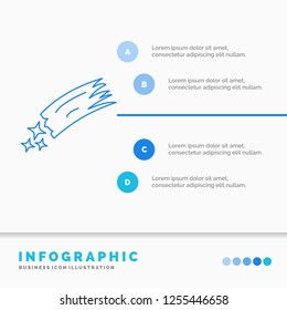 Asteroid, astronomy, meteor, space, comet Infographics Template for Website and Presentation. Line Blue icon infographic style vector illustration