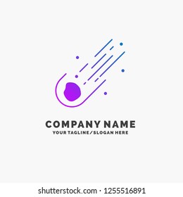 Asteroid, astronomy, meteor, space, comet Purple Business Logo Template. Place for Tagline.