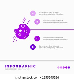 Asteroid, astronomy, meteor, space, comet Infographics Template for Website and Presentation. GLyph Purple icon infographic style vector illustration.