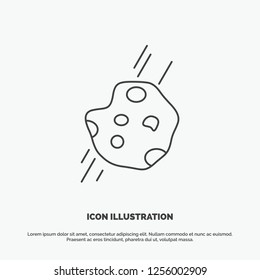 Asteroid, astronomy, meteor, space, comet Icon. Line vector gray symbol for UI and UX, website or mobile application