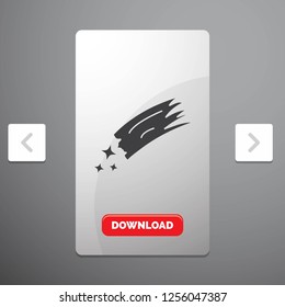 Asteroid, astronomy, meteor, space, comet Glyph Icon in Carousal Pagination Slider Design & Red Download Button