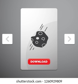 Asteroid, astronomy, meteor, space, comet Glyph Icon in Carousal Pagination Slider Design & Red Download Button