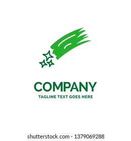 Asteroid, astronomy, meteor, space, comet Flat Business Logo template. Creative Green Brand Name Design.