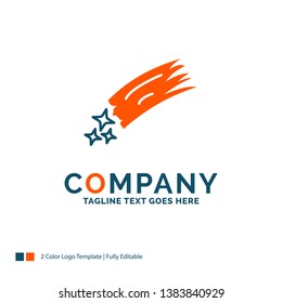 Asteroid, astronomy, meteor, space, comet Logo Design. Blue and Orange Brand Name Design. Place for Tagline. Business Logo template.