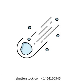 Asteroid, astronomy, meteor, space, comet Flat Color Icon Vector. Vector Icon Template background