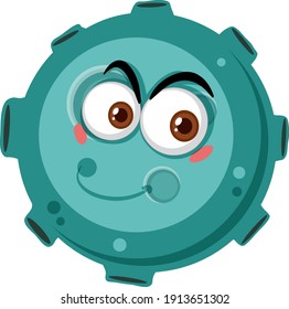 Personaje de dibujos animados asteroides con expresión facial feliz en ilustración de fondo blanco
