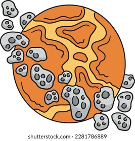 Asteroid Cartoon Colored Clipart Illustration