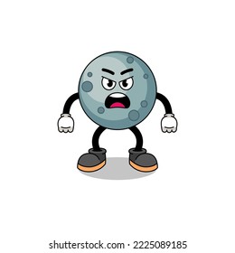 ilustración de caricatura asteroide con expresión furiosa, diseño de personajes