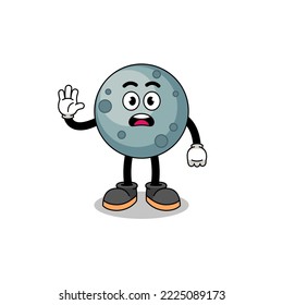 asteroid cartoon illustration doing stop hand , character design